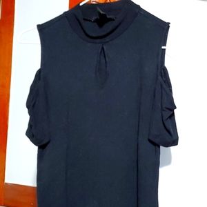 Women's black top keyhole choker style top